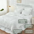 thumbnail image 2 of Bonlino Bedding Comforter Set King Bed - 3 Pieces Farmhouse Ruched Comforter King Size Bed Set Boho Shabby Chic Bedding for Bedroom, Fluffy Ruffle Comforter with 2 Pillow Shams (White, King), 2 of 7