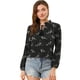 thumbnail image 1 of Allegra K Blusa Estampado Floral Pajarita Cuello Con Volantes Manga Larga Top Para Mujer Negro S, 1 of 6