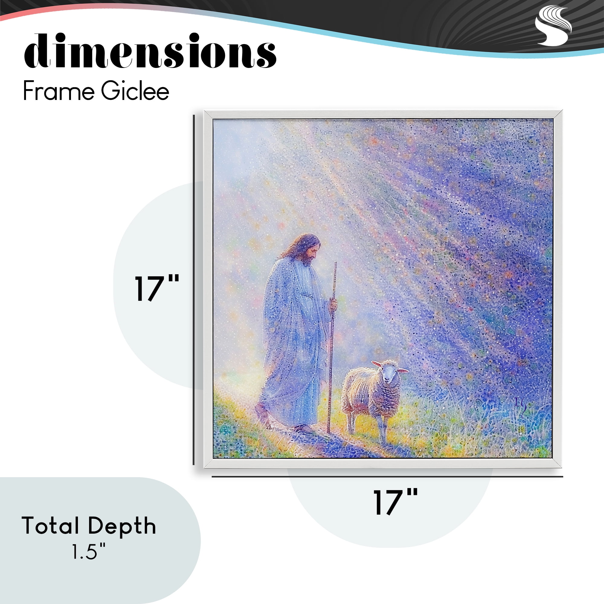 Guiding Light Shepherd White Framed Giclee Art, design by Ivan Guaderrama