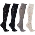 thumbnail image 3 of Dancing Dots Designed Cotton Blend Anti-Microbial Anti-Odor Knee-High Compression Socks - Grey Heather, 3 of 3