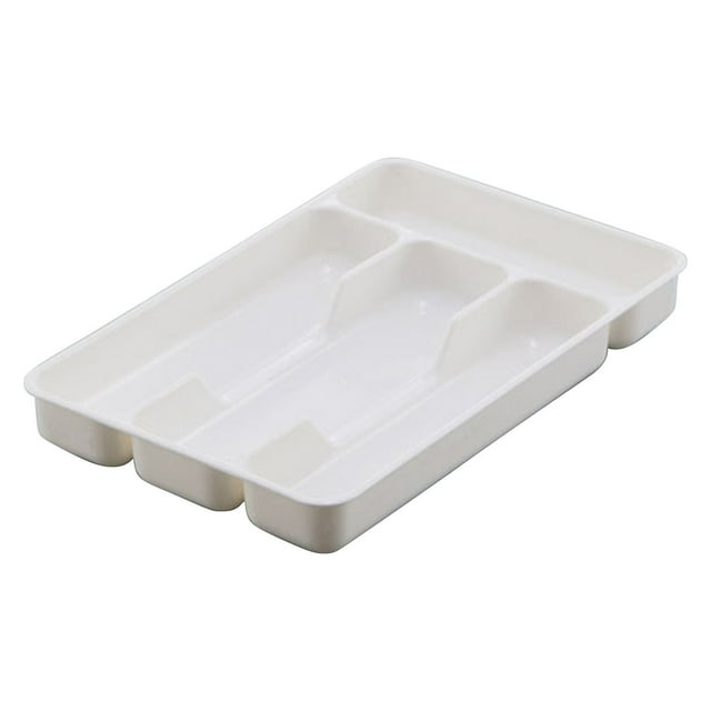 Plastic Silverware Tray for Drawer Organizer, 4 Compartments Flatware Organizer Tableware Storage Cutlery Utensil Holder,Durable Silverware Tray with Dividers, Flatware Drawer Organizer