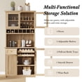 thumbnail image 6 of Harper & Bright Designs Farmhouse Kitchen Pantry Cabinet with Glass Door and Shelves, Tall Kitchen Storage Cabinet with Drawer, Freestanding Hutch with Wine Rack, 74.8", Natural, 6 of 17
