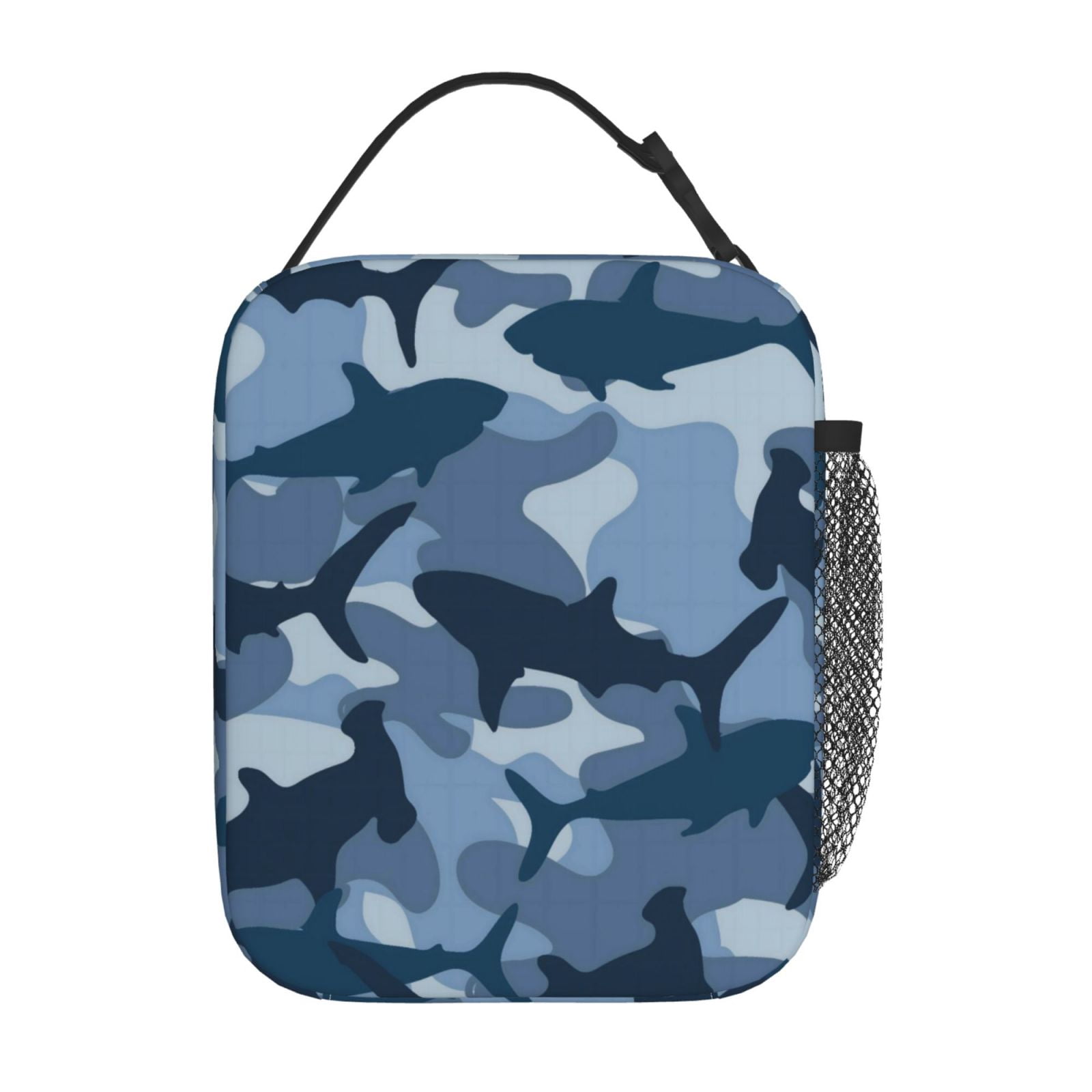 Lunch Bag For Women Men Insulated Portable Lunch Box Bento Box Office Picnic Travel Cooler Bag Camouflage-Patterned Shark