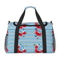 thumbnail image 1 of Fotbe Red Funny Crab on Blue Stripe Bolsa de Viaje con Estampado, Bolsa de Fin de Semana para Mujer con Compartimento para Zapatos, Bolsa de Gimnasio con Bolsillo Húmedo, 1 of 7