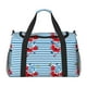 thumbnail image 1 of Fotbe Red Funny Crab on Blue Stripe Bolsa de Viaje con Estampado, Bolsa de Fin de Semana para Mujer con Compartimento para Zapatos, Bolsa de Gimnasio con Bolsillo Húmedo, 1 of 7