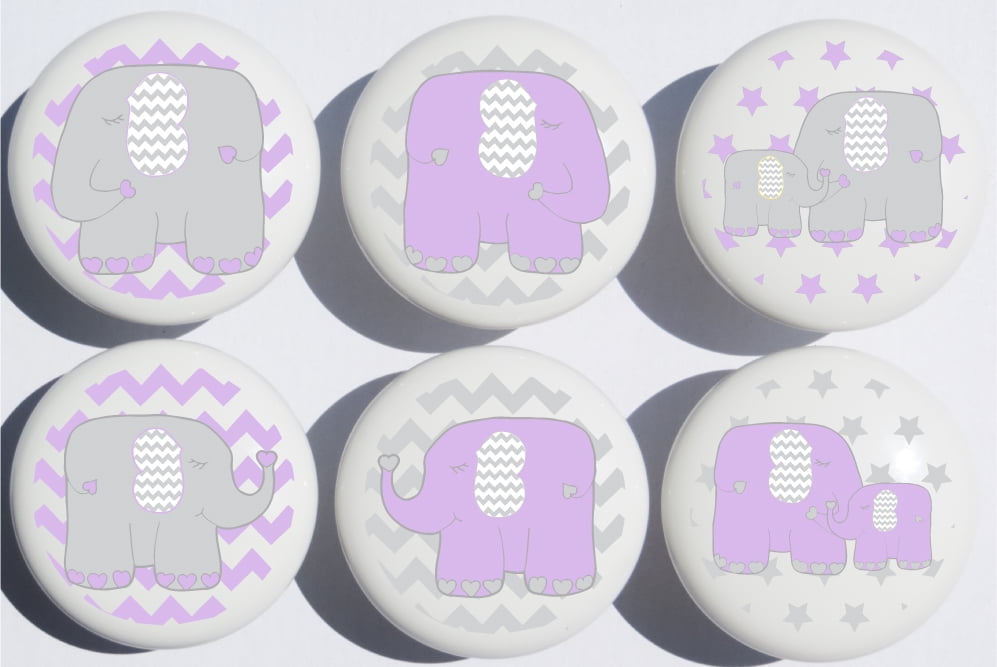 Purple Elephant Drawer Pulls Jungle Safari Animal Elephant