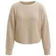 thumbnail image 3 of Pullover Sweaters for Women 2025 Long Sleeve Crewneck Loose Plain Ribbed Knit Cropped Sweater Tops Fall Winter Outfits, 3 of 6