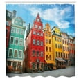 thumbnail image 3 of Ambesonne Colorful Shower Curtain, Stortorget Public Square, 69"Wx84"L, Pale Sky Blue Multicolor, 3 of 5
