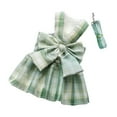 thumbnail image 2 of HOMEIORA 1pc Dog Dress Plaid Puppy Skirt with Lead Rope, Breathable Lightweight Dog Dress, Light Green, 2 of 7