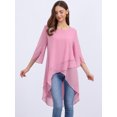thumbnail image 2 of DARING DIVA Women's High Low Chiffon 3/4 Sleeve Top S Dark Pink, 2 of 7