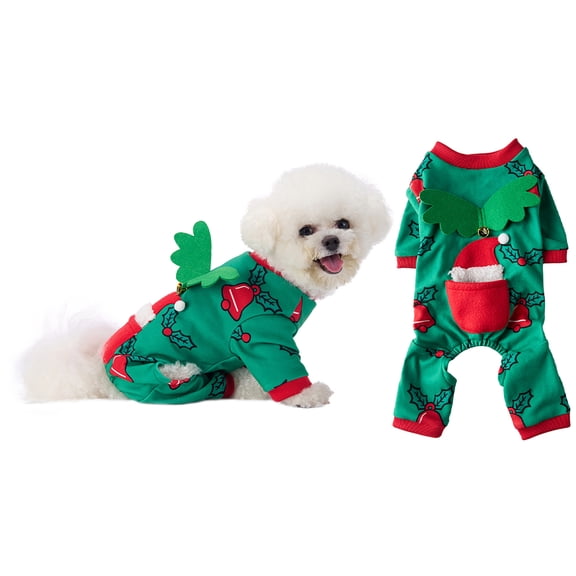 Dog Winter Christmas Four-Legged Pajamas,Small Pet Clothes Christmas Dog Pajamas Shirts, Xmas Season Use, Durable & Cozy