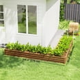 thumbnail image 3 of Outsunny L-Shaped Galvanized Raised Garden Bed, Dark Brown Wood Effect, 3 of 10
