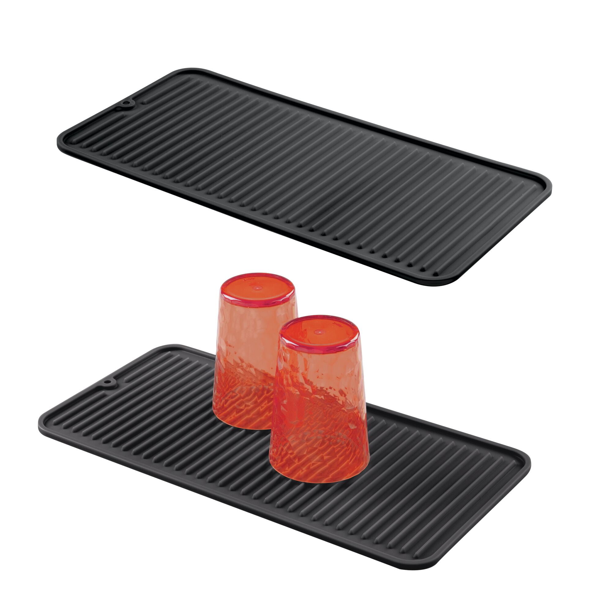 mDesign Silicone Dish Drying Mat Protector for Kitchen Countertop