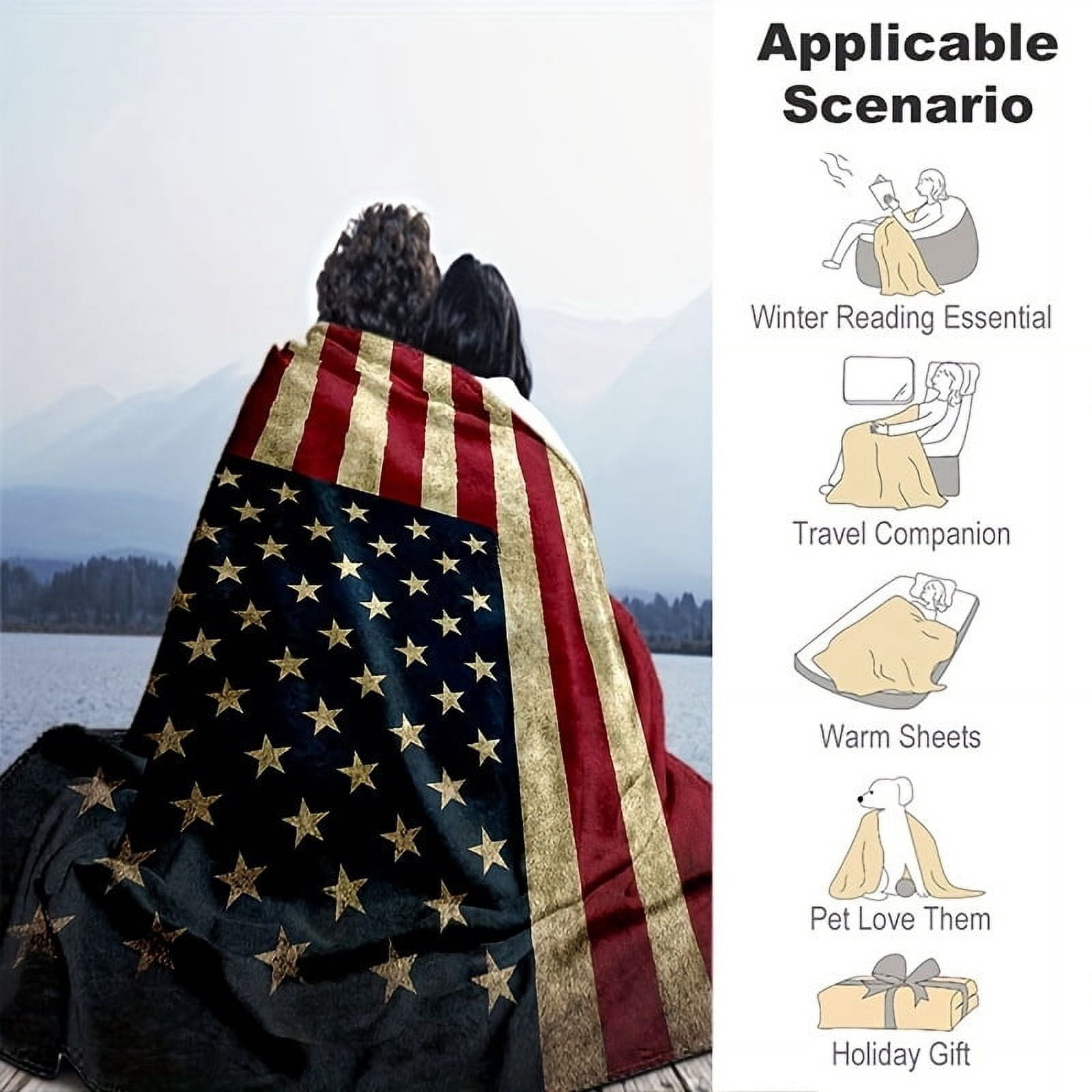 American Flag Gifts Blanket for Men Women, USA Flag Throw Blankets for Adult Kids Boys Girls, Christmas Birthday Independence Day American Decor Gifts for Home Bed Couch