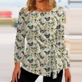 thumbnail image 3 of Gibobby Playeras Mujer Top casual de manga larga con cuello redondo y estampado floral de otoño/invierno para mujer（Beige， XL), 3 of 4