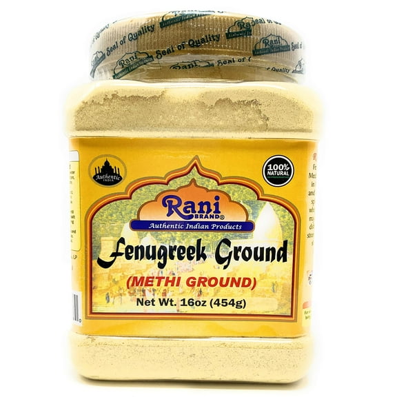 Rani Fenugreek (Methi) Seeds Ground Powder 16oz (454g) Trigonella foenum graecum | Gluten Friendly | Non-GMO (used in cooking & Ayurvedic spice)
