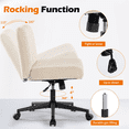 thumbnail image 4 of Armless Office Chair with Wheels, Linen Wide Seat Home Office Chair, Cute Computer Chair with 15 ° Swing Backrest, Suitable for Bedrooms and Dressing Tables, 4 of 8