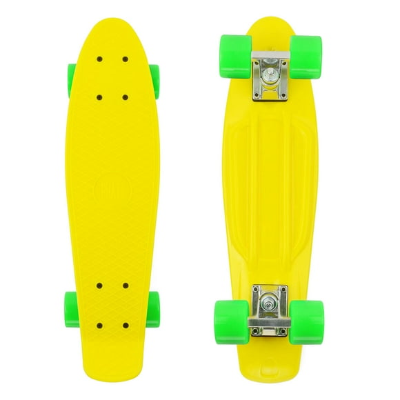 22" Plastic Retro Penny Skateboard, Cruiser Street Surfing Banana Skate Board with All-in-One Skate T-Tool