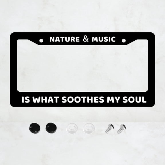 Nature&Music Is What Soothes My Soul Style License Plate Prame Aluminium Rust-Proof Auto Parts License Plate Decorative Screws Fit Standard 2 Holes 1 U.S. License Plate, 12.2x 6.3 Inch