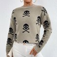 thumbnail image 3 of Jersey de cuello redondo de Jacquard para mujer, suéter de punto para mujer, suéter de Halloween con calavera 2023, 3 of 4