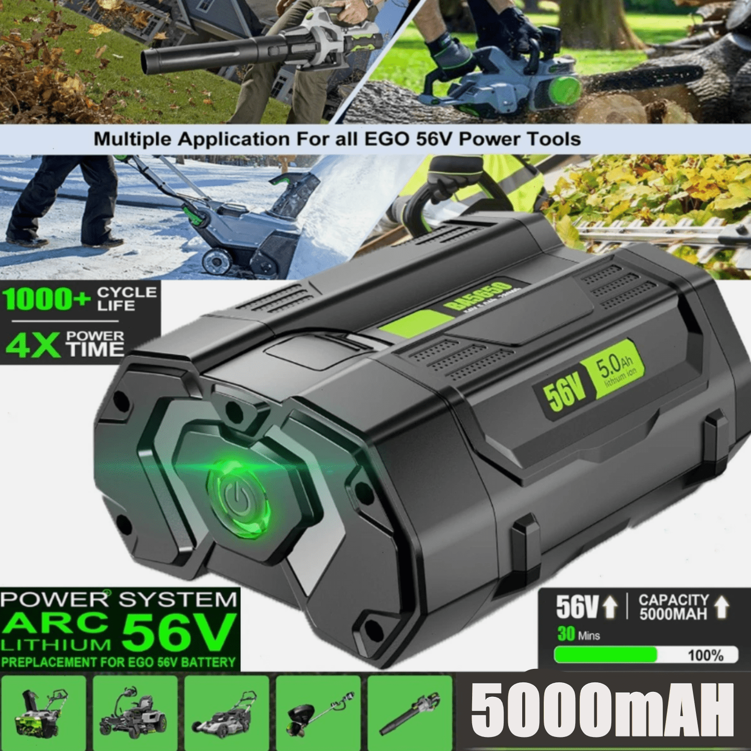 56V 3.0Ah Replacement Battery for EGO 56V Battery BA2800T BA5600T, Compatible with EGO 56 Volt Battery Power Tools STA1500 ST1502LB CS1604