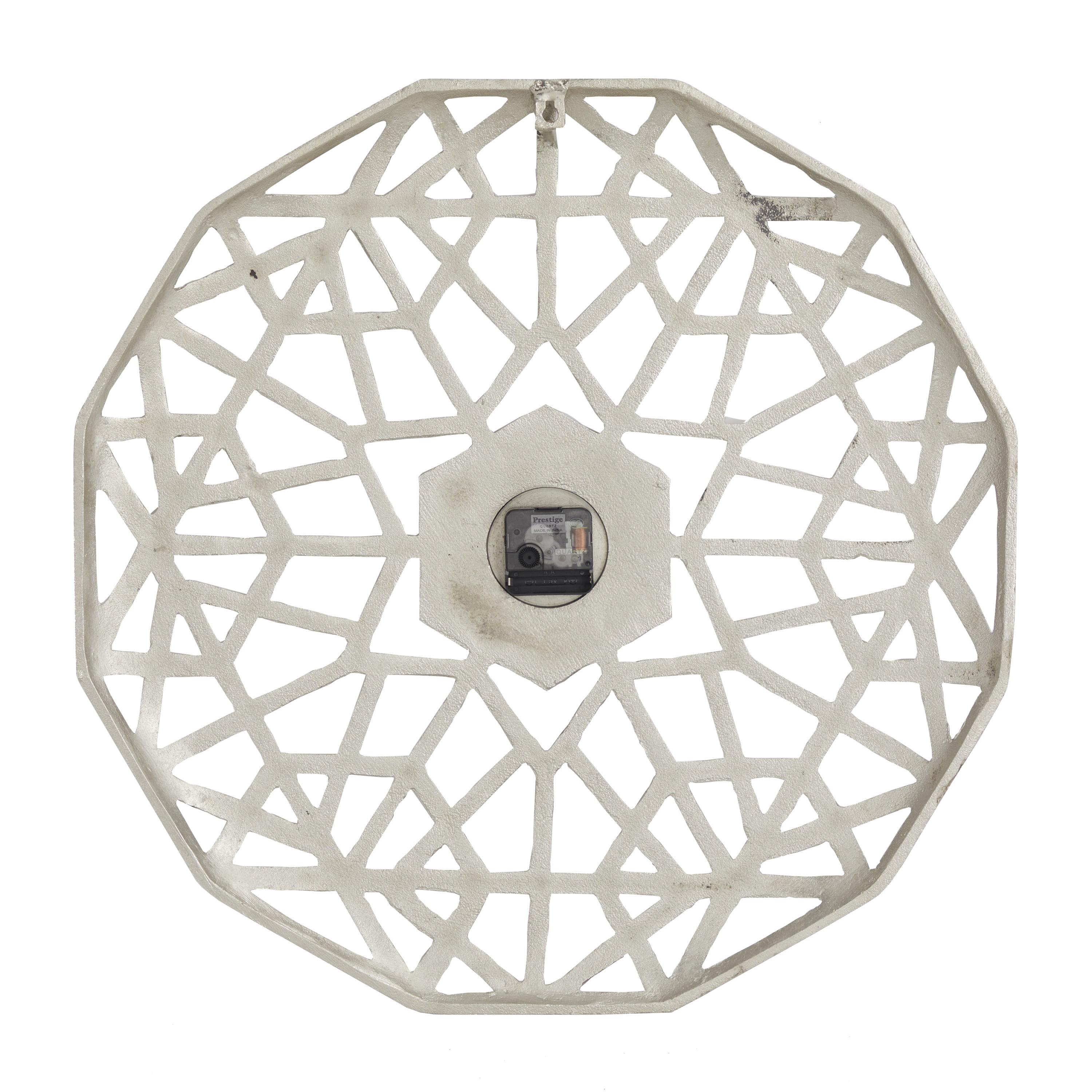 DecMode 24" Silver Aluminum Geometric Wall Clock with Cut Out Design