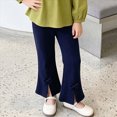 thumbnail image 2 of WXFAZCVU Baby Girl Pants Ribbed Knit Flared Trousers Slim Teen Trendy Cute Bell Bottoms Size 7-8 Years, 2 of 4