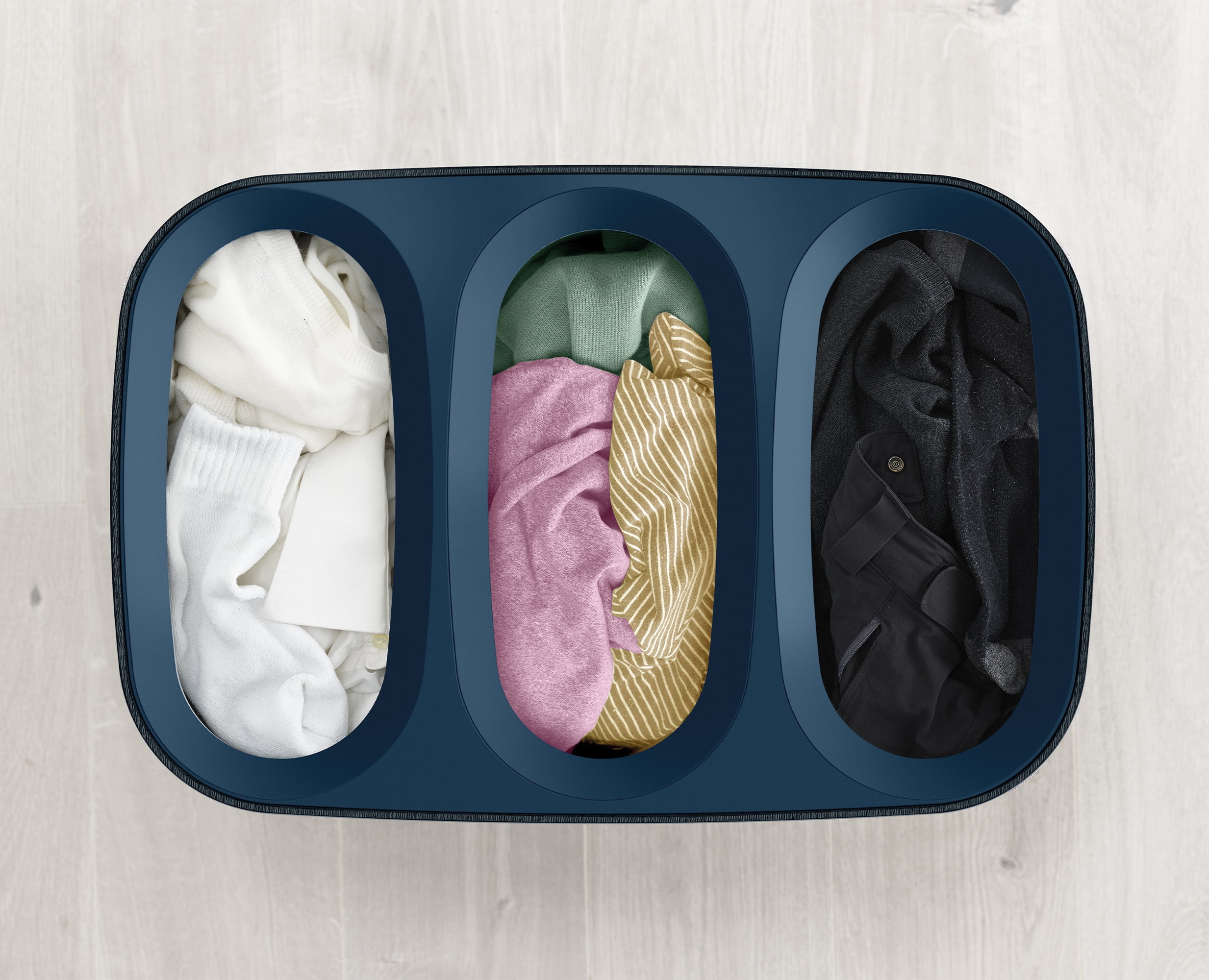  Joseph Joseph Tota - Trio - Cesta separadora de ropa sucia de  90 litros con tapa, 3 bolsas de lavado extraíbles con asas, color crudo y  plegable que ahorra espacio, tabla