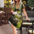 thumbnail image 3 of Honeii Deep Forest Stone Green Dragon Print Women’s Short Sleeve Dress, Comfortable Casual Dress, Soft Polyester Spandex Blend, Stylish Everyday Wear for Summer, Perfect for Travel and Vacation, 3 of 6