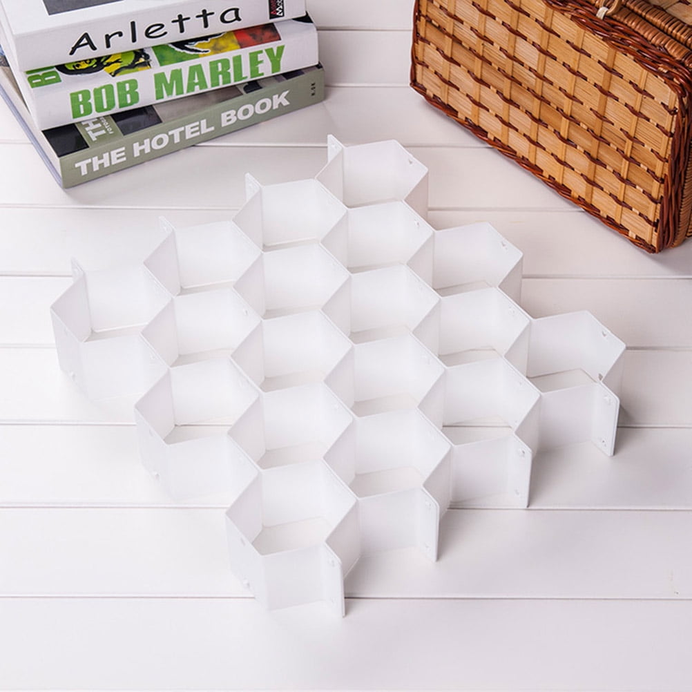 WHAMVOX White Plastic Drawer Organizer with Adjustable Grid Dividers for Storing Socks Underwear in Drawers Closet Dresser