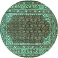 thumbnail image 1 of Ahgly Company Indoor Round Persian Turquoise Blue Traditional Area Rugs, 4' Round, 1 of 4