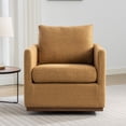 thumbnail image 2 of 360° Swivel Accent Chair, Linen Upholstered Single Sofa Chair with Back Support Pillow, Mid Century Barrel Chair, Reading Chair Armchair with Metal Base, for Living Room Bedroom Office, Mustard Yellow, 2 of 9