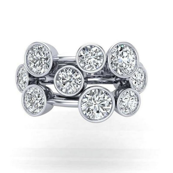 Luxury Statement Ring Bezel Set Ring Bubble Ring 2.6 Ct Diamond 14K White Gold Over