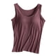 thumbnail image 1 of Camiseta deportiva sin mangas de color liso para yoga para mujer: almohadilla en el pecho, sin aros, tirantes anchos, camiseta sin mangas informal, cuello redondo, ropa de verano, 1 of 3