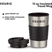 Keurig® 12oz Stainless Steel Insulated Coffee Travel Mug, Fits Under Any Keurig® K-Cup Pod Coffee Maker (including K-15/K-Mini), Silver
