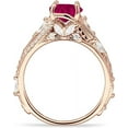 thumbnail image 6 of Round Split Shank Ring Ruby Cubic Zirconia Rose Tone 925 Sterling Silver, Size 5, 6 of 7