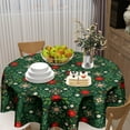 thumbnail image 6 of Xmas Table Cloth Round - Snowflake Tablecloth Winter Poinsettia Floral Table Cover for Dining Kitchen Picnic Party Decor 60 Inch, 6 of 8