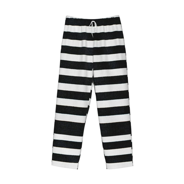 Balery Men'S Black And White Stripes Pants,Sleepwear Pants,Pajama