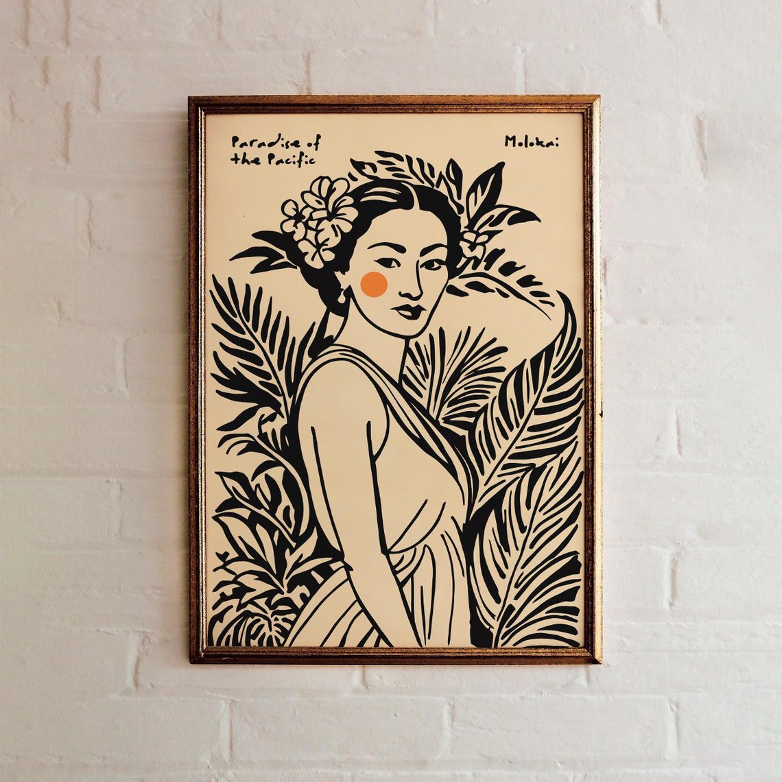 Molokai Hawaii Vintage Woman Unframed Paper Print