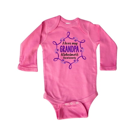 

Inktastic I Love My Grandpa Alzheimer s Awareness with Purple Hearts Gift Baby Boy or Baby Girl Long Sleeve Bodysuit