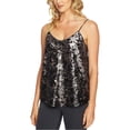 thumbnail image 1 of 1.STATE Camiseta sin mangas con lentejuelas para mujer, metálica, pequeña, 1 of 1