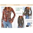 thumbnail image 4 of BTFBM Button Down Shirts for Women Spring Boho Tops V Neck Long Sleeve Blouses Ruched Mesh Fitted Fall Fashion, 4 of 7