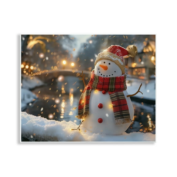 Stupell Industries Snowman Windy Winter Scene Holiday Painting Unframed Art Prints Wall Art, 14 x 11