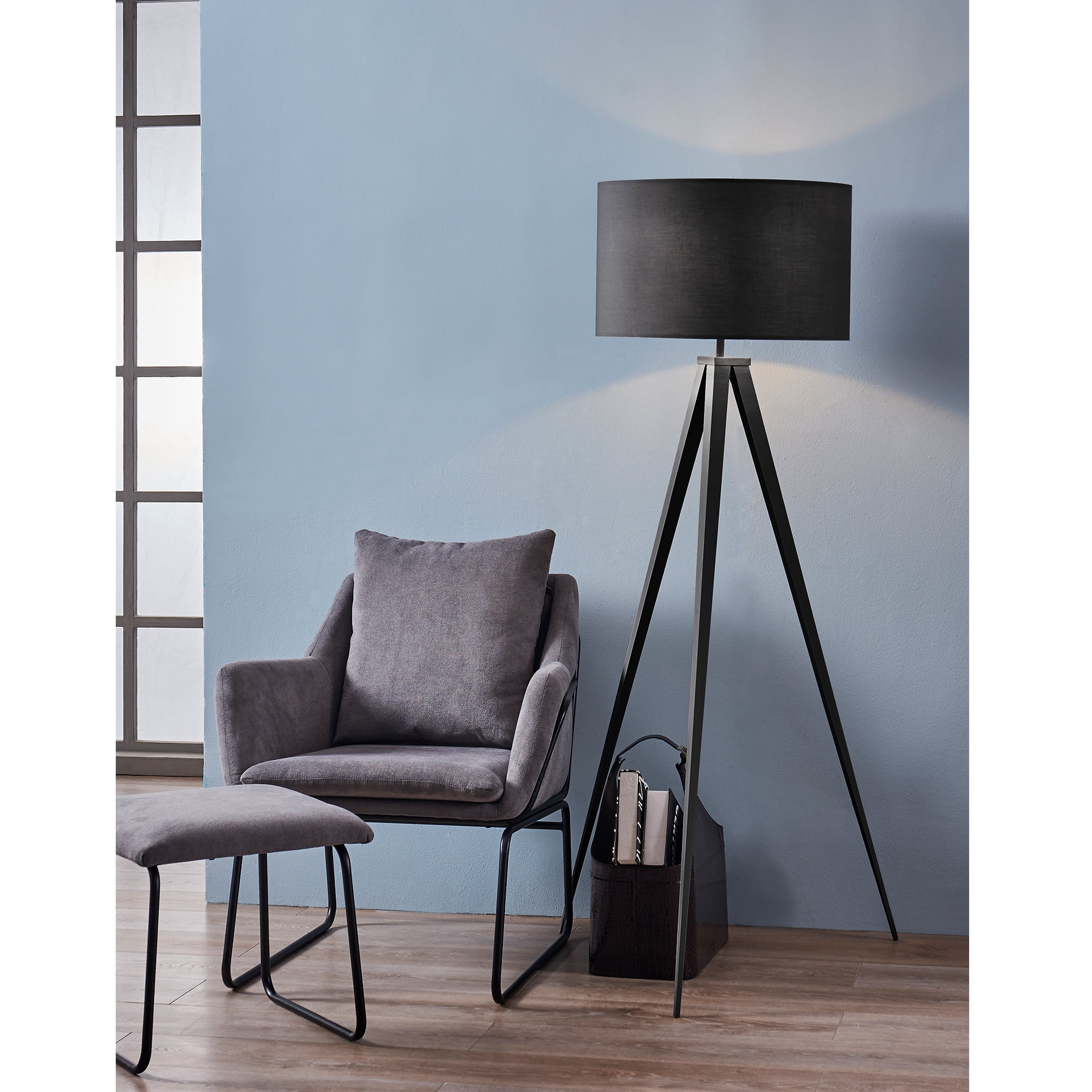 Tsothea Industrial Tripod Floor Lamp With Drum Shade, Includes 9W E26 Led Bulb Included San - View #7
