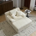thumbnail image 2 of Oversized Fluffy Chaise Lounge Chair with Ottoman, Comfy Boneless Design and 3 Pillows for Living Room or Bedroom in Beige, 2 of 9