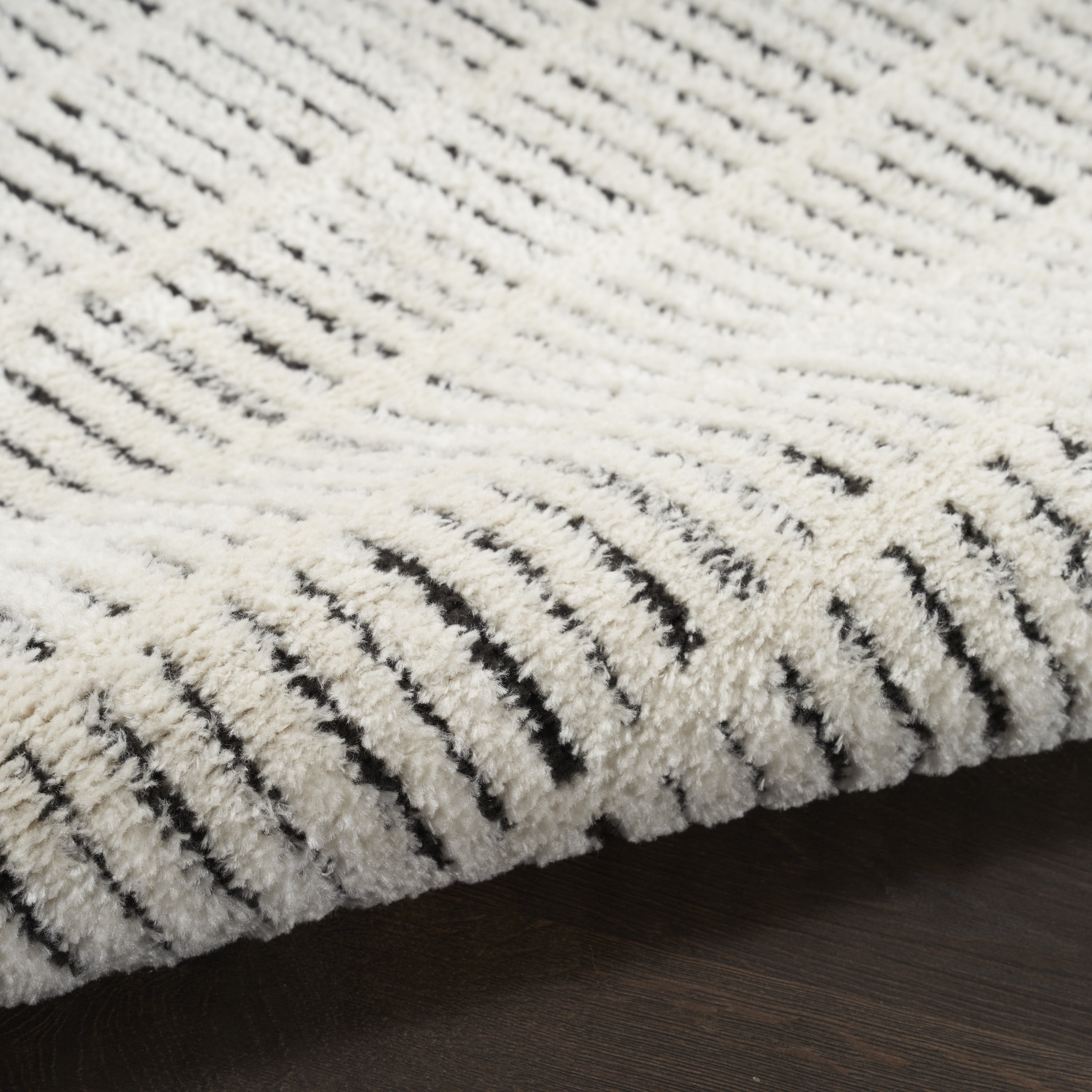 Nourison Cozy Modern Scandinavian Ivory Black 5'3" x 7' Area Rug (5x7)