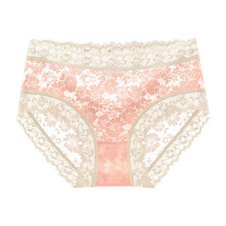 

Women s Underwear Panties Seamless Flower Print High-waist Lace Intimates 5 Pack