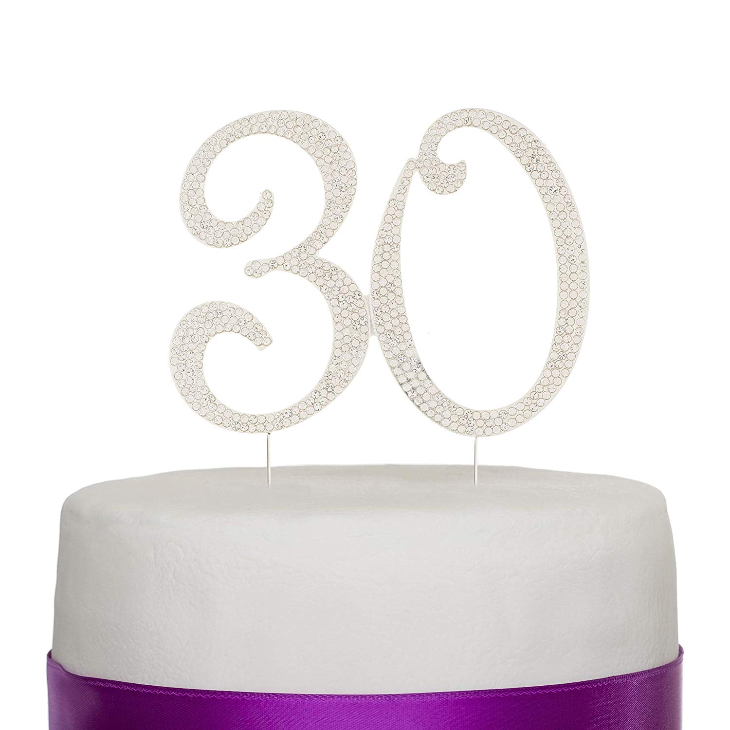 70 & Fabulous SILVER Cake Topper Birthday Party Decor Rhinestone Crystal 