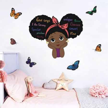 KKCXFJX Lightning Deals of Today,Black Girl Wall Stickers Colored English Admonition Stickers
