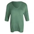 thumbnail image 3 of 3/4 Sleeve T Shirts for Women 2025 V Neck Slim Fit Basic Plain Casual Knitted Sweater Tshirt Womens T Shirts, 3 of 6